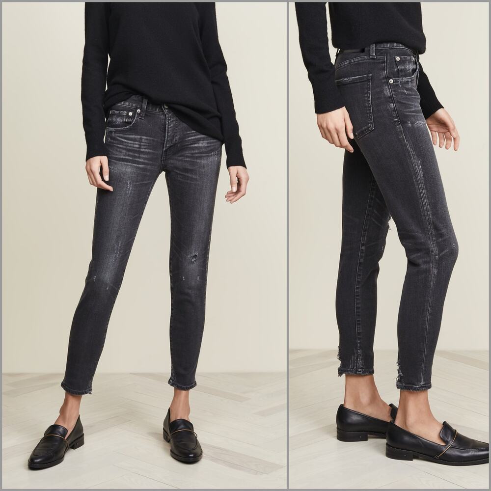 MOUSSY Vintage Velma Skinny Jeans in Black disstressed wash size 25